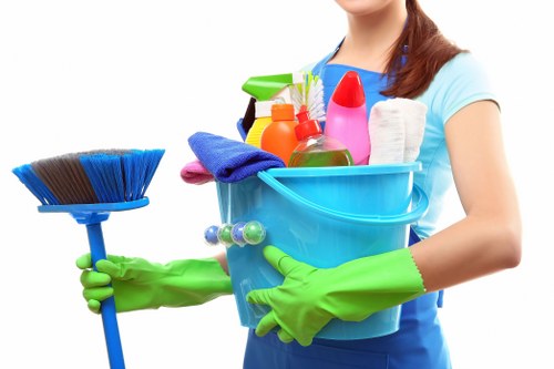 Applying baking soda paste during oven cleaning
