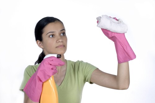 Preparing a carpet for professional cleaning service