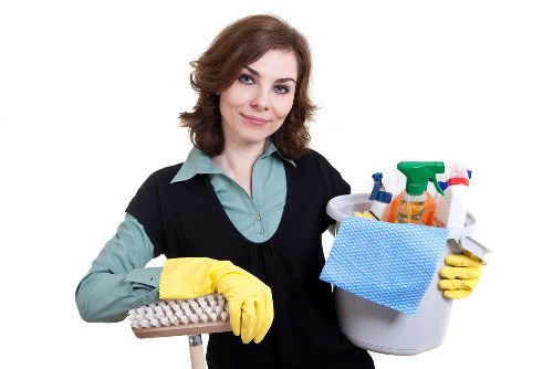 Bathroom deep cleaning with sanitized fixtures and tile
