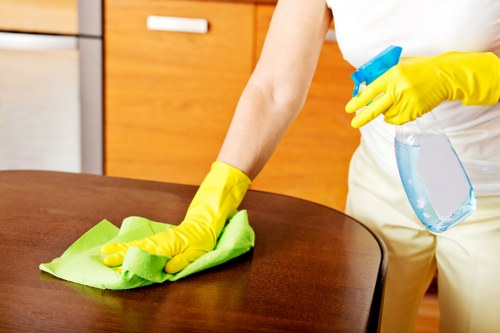 Bathroom domestic cleaning showing sparkling sink and tiles